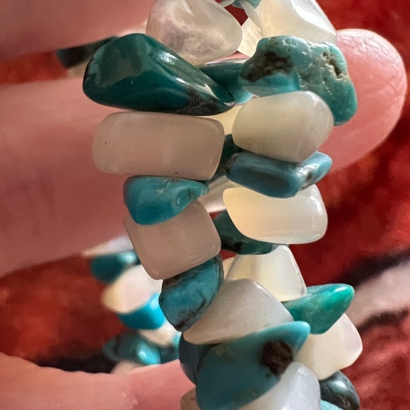 ❤️ Braided Moonstone & Turquoise Stretch Bracelet Southwestern 34.2gms - Picture 3 of 7